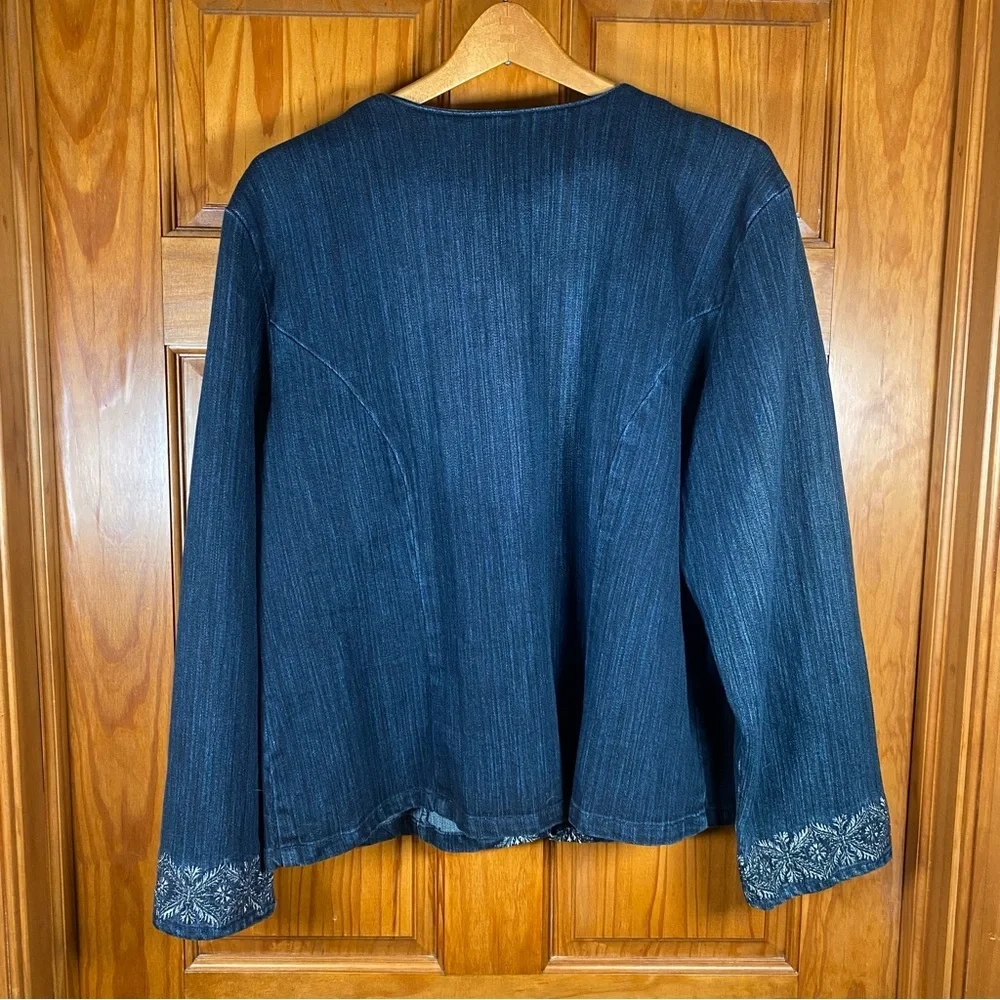 Live a Little Denim Embellished Long Sleeve Jacket with Frog Closures - Picture 8 of 8